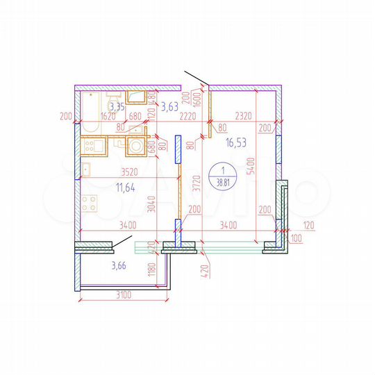 1-к. квартира, 38,8 м², 7/17 эт.
