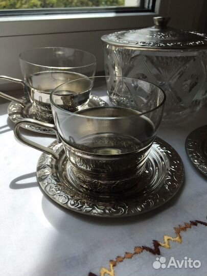 Чайный сервиз с подстаканниками СССР