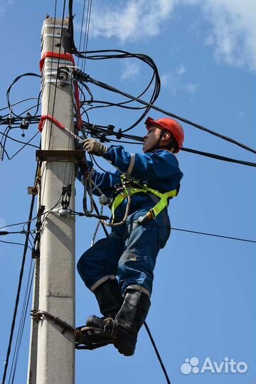 Электрик. Подключение электричества на столбе лэп