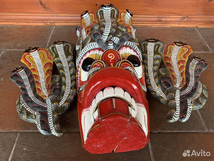 Маска Шри-Ланка, дерево, резьба, роспись, 47x54см