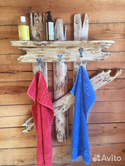 Вешалка с полкой настенная деревянная