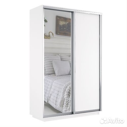Шкаф-купе Версаль 140-240-60, белый, зеркало +лдсп
