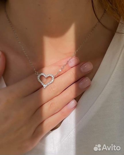 Колье с бриллиантом CVD форма сердце 2.30 карат