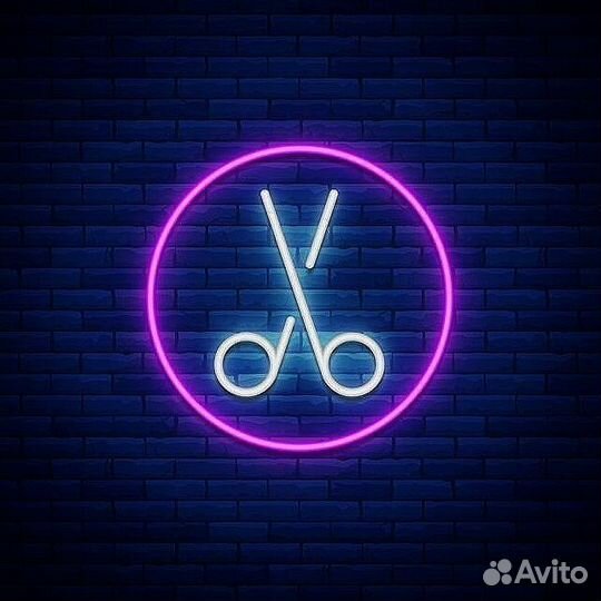 Неоновая вывеска парикмахерская с доставкой