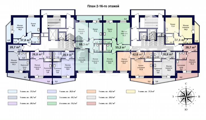 Квартира-студия, 28,8 м², 12/16 эт.