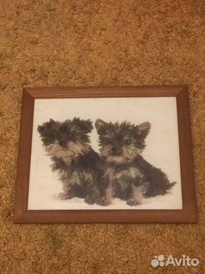 Картина крестом Йорки собаки, ручная работа