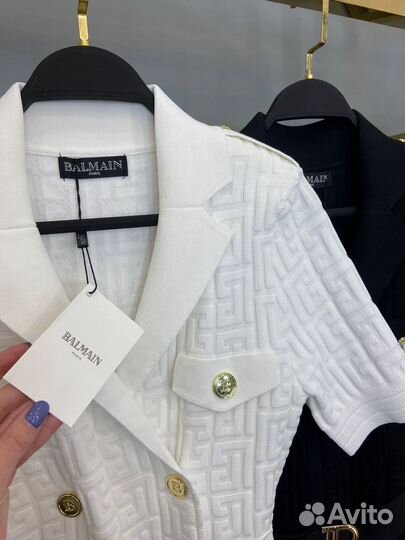 Стильное платье Balmain черное, белое