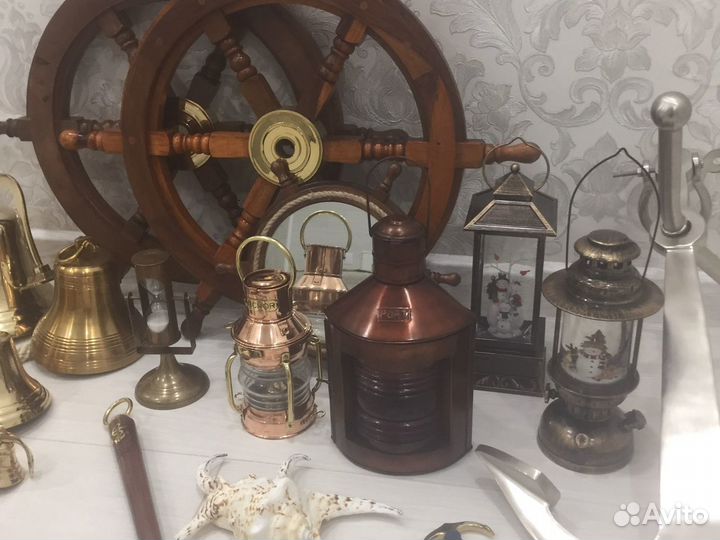 Латунная Рында Колокол Штурвал Якорь Фонарь Лампа