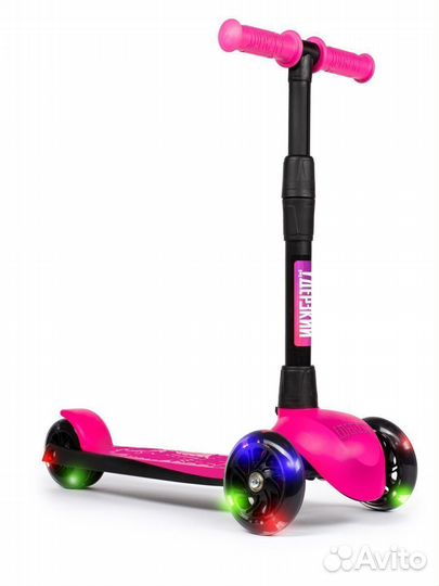 Самокат детский boss (светящиеся колеса) розовый