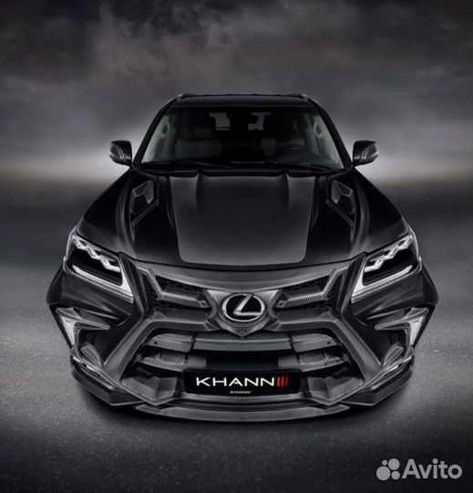 Капот khann для lexus lx карбон