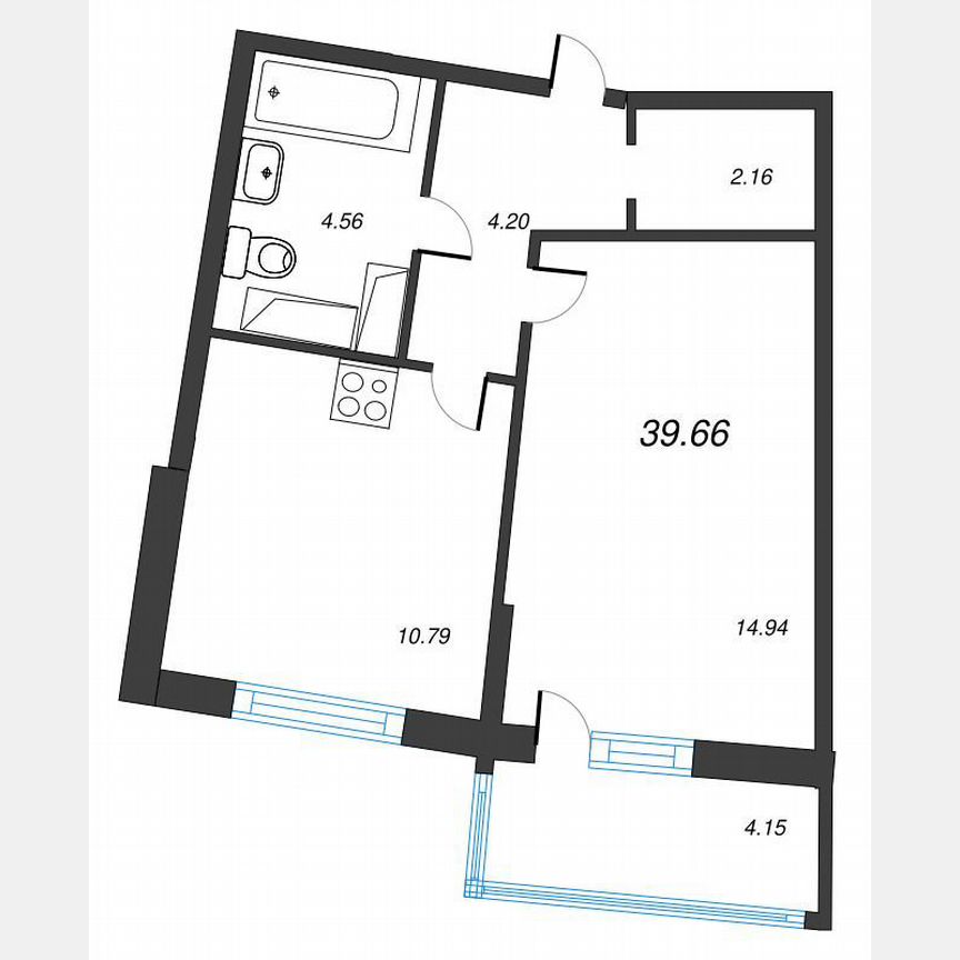 1-к. квартира, 42,5 м², 18/22 эт.