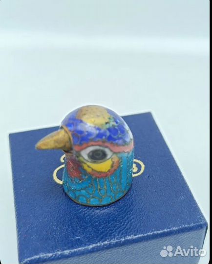 Винтажный коллекционный наперсток. Эмаль. Бронза