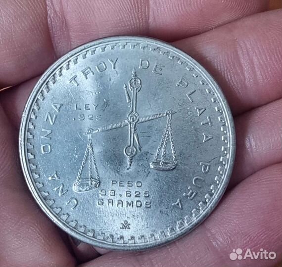 Монета серебро унция мексика 1979г