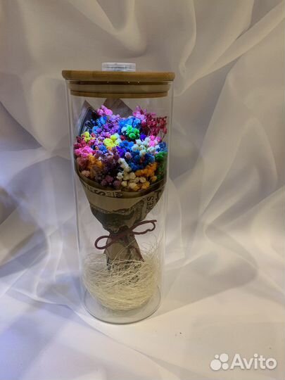 Колба с стаб гипсофилой роза в колбе