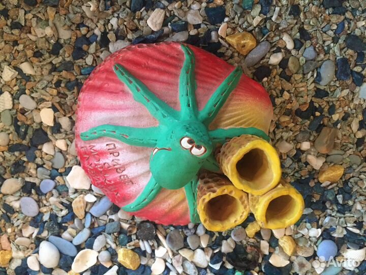 Аквариум: осьминог, ваза, трубка, грунт