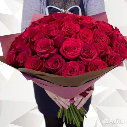Букет Розы кpacныe 45 шт крупные Forever Young