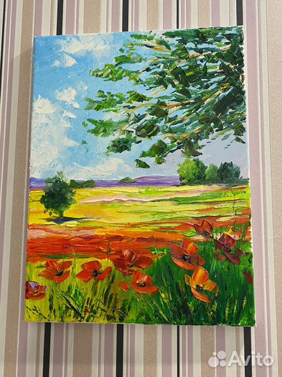 Картина маслом на холсте Маковое поле
