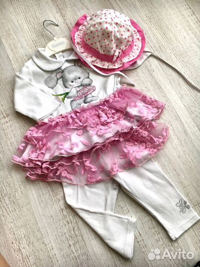 Костюм для малышки 74 см + панамка