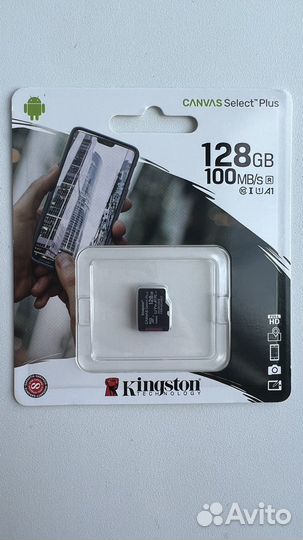 Карта памяти kingston select plus microsd 128gb