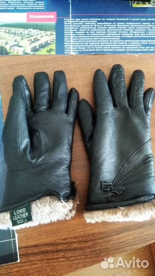 Перчатки женские кожаные на меху