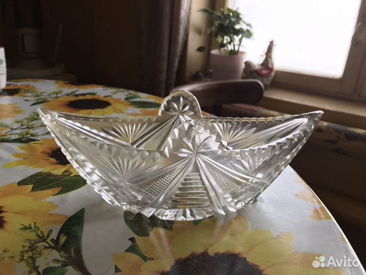Конфетница ладья хрусталь СССР