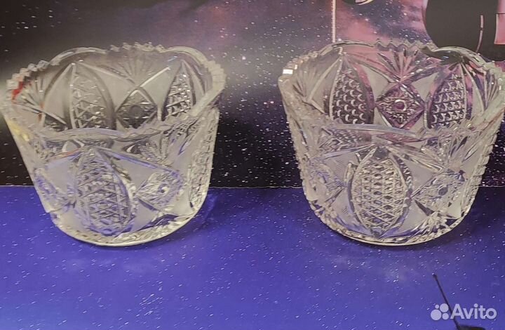 Хрусталь вазы цена за две, высота 10 см, диам.15