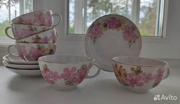 Чайная пара фарфор лфз Весна, дулево СССР