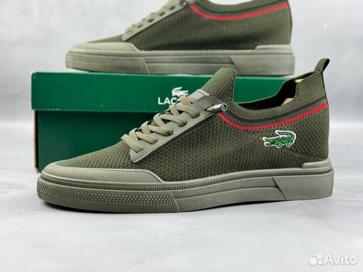 Мужские кеды Lacoste летние хаки 2.0