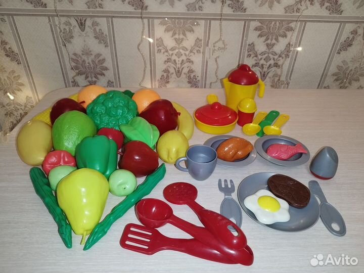 Игрушки развивающие овощи фрукты продукты посуда