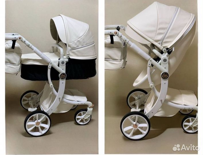 Новая белая коляска 2в1. Кожа