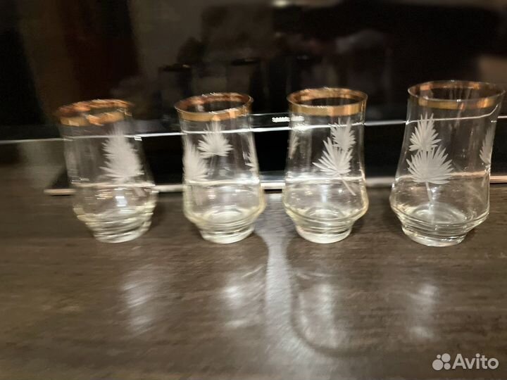 Фужеры стекло с позолотой