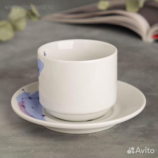 Чайная пара «Космос», кружка 220 мл, блюдце 14 см