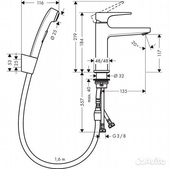 Hansgrohe Metropol Набор для биде 74522000