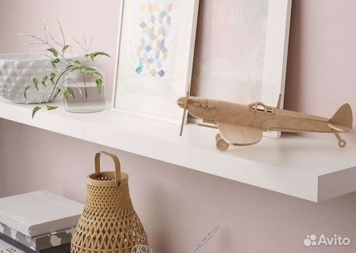 Полка настенная прямая белая бу икеа