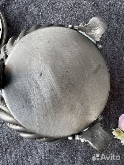 Винтажный кофейный набор, сахарница оловянная