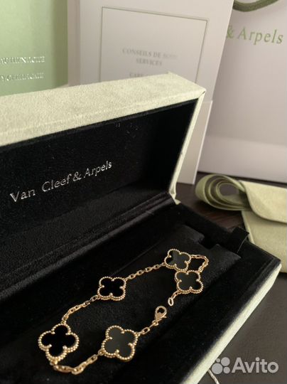 Браслет Van Cleef золото + оникс