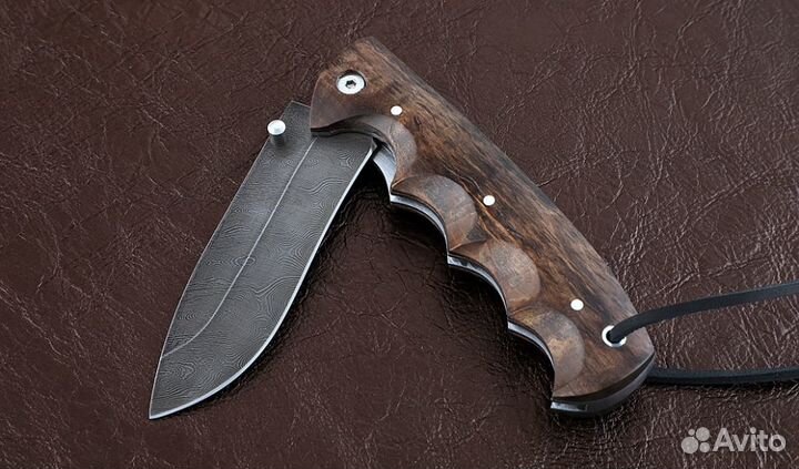 Нож складной Носорог, сталь дамаск, рукоять наклад