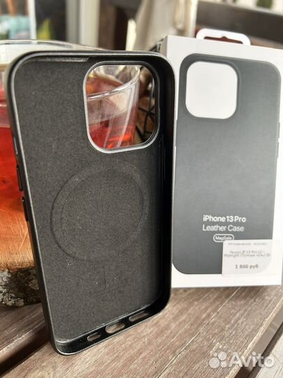 iPhone 13 Pro кожаный чехол черный