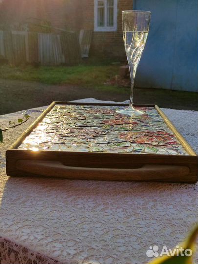 Кофейный Столик-Поднос ручной работы. Мозаика
