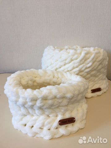 Новые снуды из плюшевой пряжи