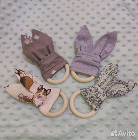 Игрушки прорезыватели, грызунок шуршащие ушки