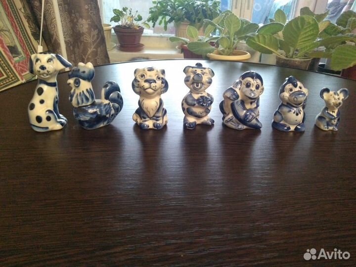 Фигурки Гжель цена за 6 шт