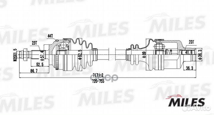 Привод в сборе renault clio II/kangoo 1.5DCI 01