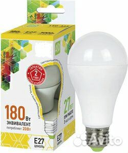 Светодиодная лампа E27 20Вт 4000K (аналог 180ватт)