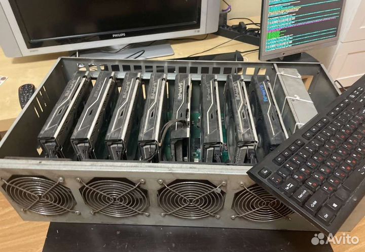 Видеокарта rx 580 8gb 8шт + тушка