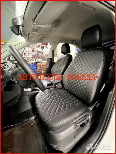 Чехлы Skoda Octavia A7 из экокожи чёрные Ромб