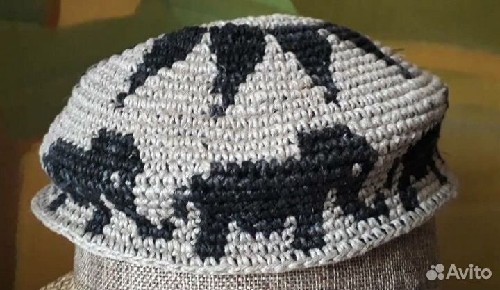 Вязанная летняя шапочка со слонами. Унисекс