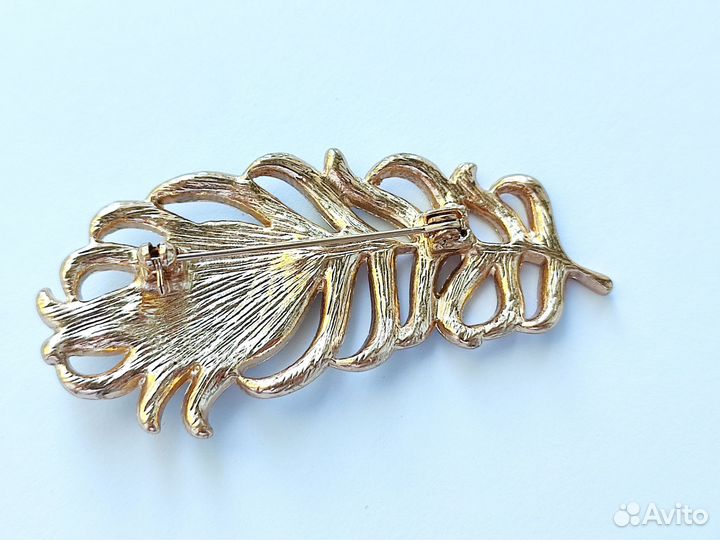 Брошь Перо павлина