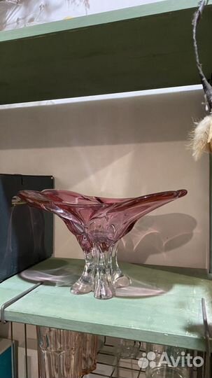 Ваза цветное гутное стекло Й. Господка