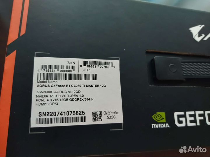Видеокарта aorus GeForce RTX 3080Ti Master 12Gb
